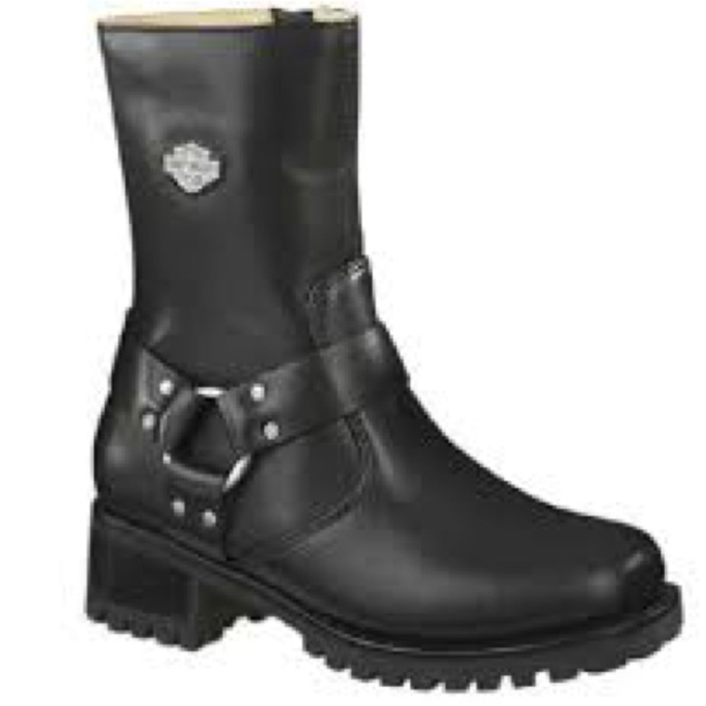 Harley-Davidson Black Leather Ashby harness Boots.